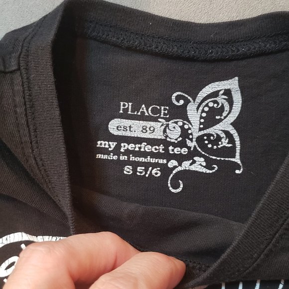 Place My Perfect Tee Girls Graphic Tee Black /White Size S 5/6 - Picture 3 of 4